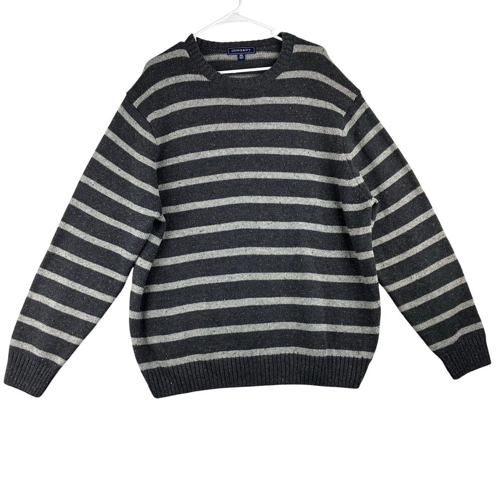 Crown and Ivy Knit Sweater Men's XXL 2X Striped Confetti Thick Winter Fisherman